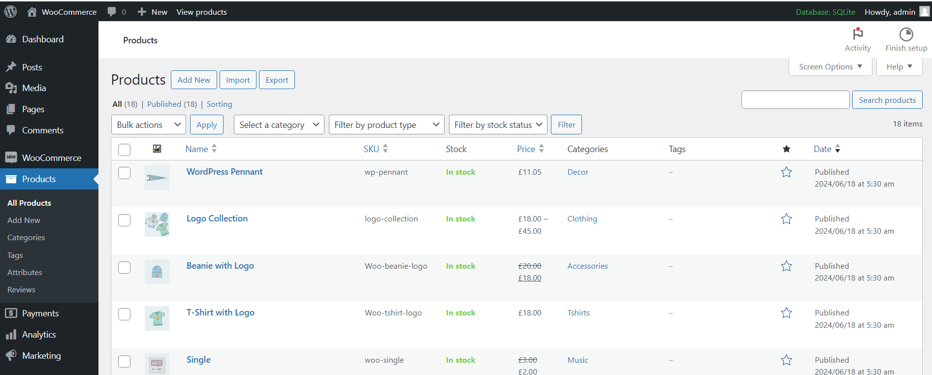 Demo products in WooCommerce Store